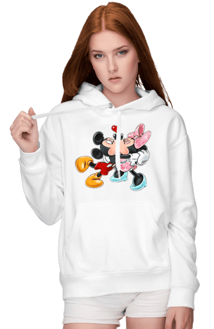 Жіноче худі з принтом "Міккі Маус та Мінні Маус". Mickey mouse, minnie mouse, дісней, міккі, міккі маус, мінні маус, мультфільм. 2070702