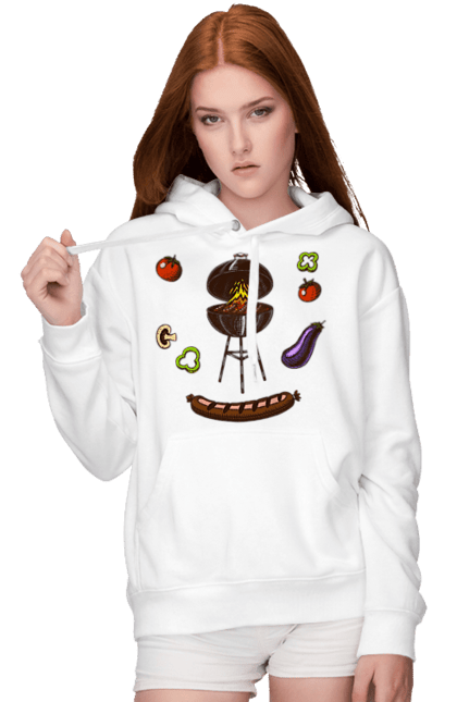Women`s hoodie with prints Barbecue Sausage. Barbecue, fry, grill, sausage. 2070702
