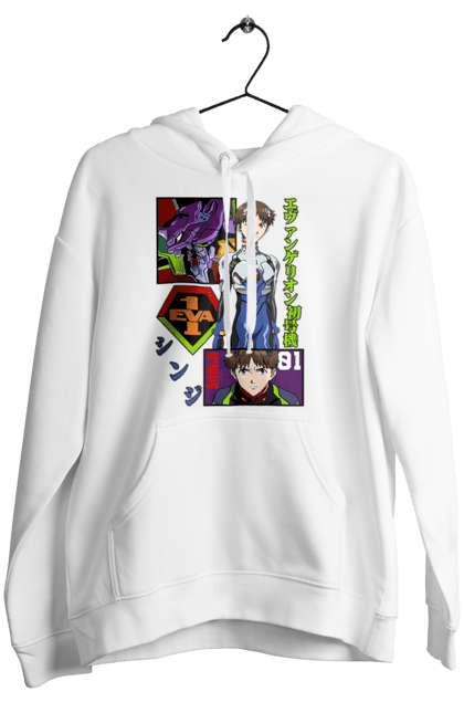 Women's hoodie with prints Evangelion. Angel, anime, eva 01, evangelion, manga, neon genesis evangelion, shinji. 2070702