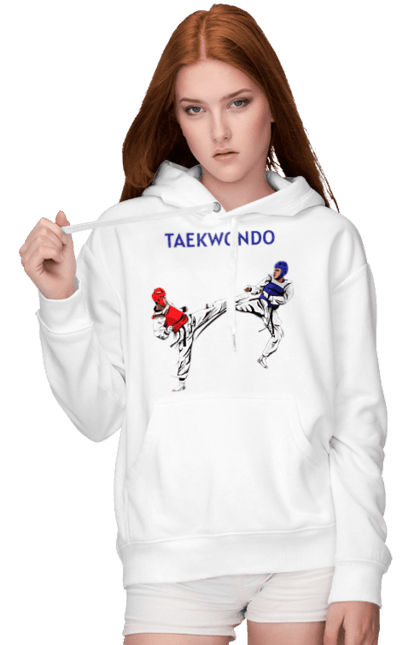 Женское худи с принтом Taekwondo training02 [Converted]. Taekwondo, боевое искусство, корея, спорт, таэквондо, тренировка. 2070702