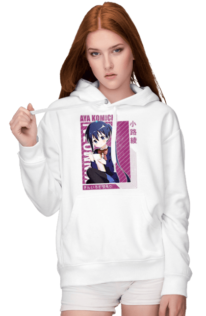 Women's hoodie with prints Kiniro Mosaic Aya Komichi. Anime, aya komichi, gold mosaic, kiniro mosaic, kinmoza, manga. 2070702