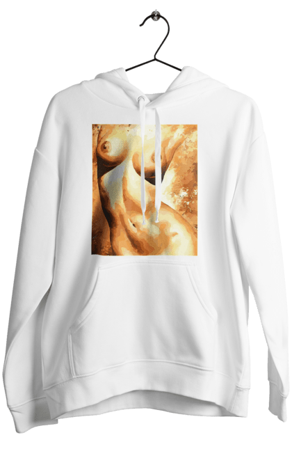 Women`s hoodie with prints Body beauty. Body beauty, breast, female body, women`s breasts. 2070702