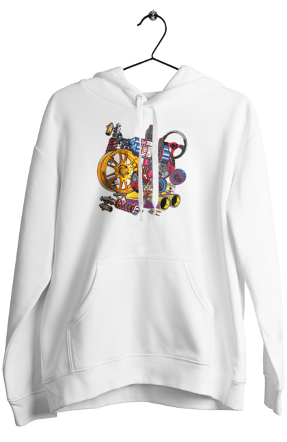 Women`s hoodie with prints Carparts. Auto parts, car, carparts, drive, drug, machine, race. 2070702