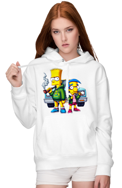 Women's hoodie with prints Bart Breaking Bad. Bart, breaking bad, cartoon, character, laboratory, milhouse, serial, simpson, simpsons. 2070702