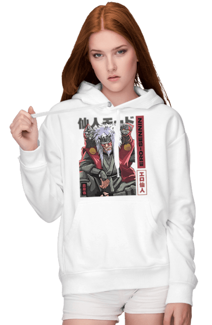 Women's hoodie with prints Naruto Jiraiya. Anime, hokage, jiraiya, manga, naruto, shinobi, shonen. 2070702