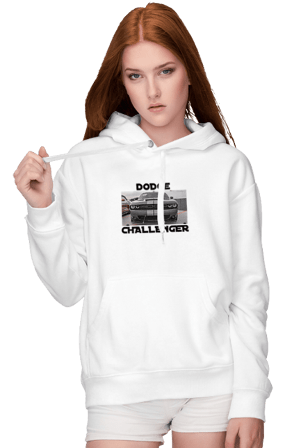 Women`s hoodie with prints Dodge challenger. An american legend, car, cult car, dodge challenger, oil car, powerful car. 2070702