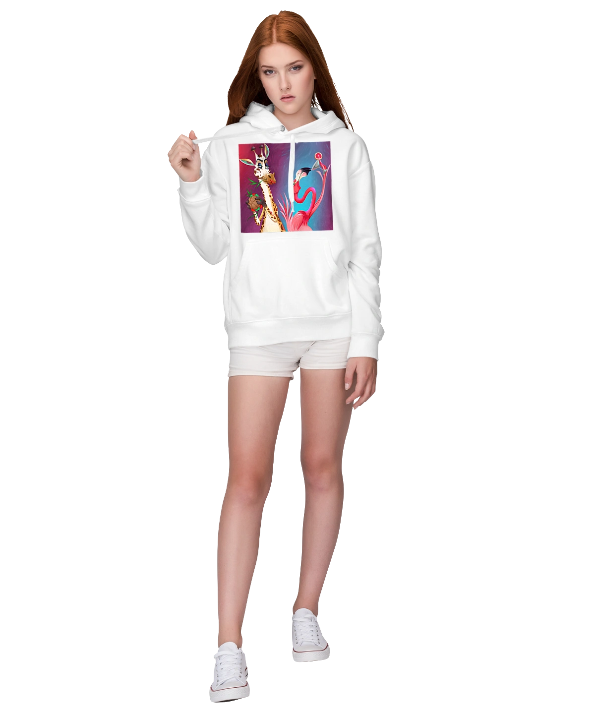 Giraffe And Flamingo At The Party