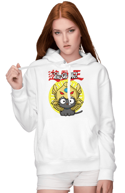 Women's hoodie with prints Yu Gi Oh! Chococat. Brand, character, chococat, hello kitty, yu gi oh, yugio. 2070702