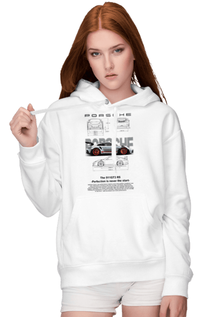 Women's hoodie with prints Porsche 911 GT3 RS. Auto, automobile, car, porsche, porsche 911, sport, sports car. 2070702