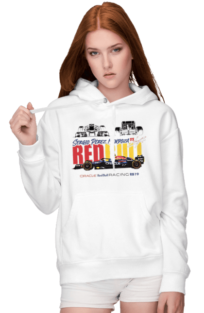 Women's hoodie with prints Red Bull Racing RB19. Auto, automobile, bolide, car, formula 1, race, red bull, sport. 2070702