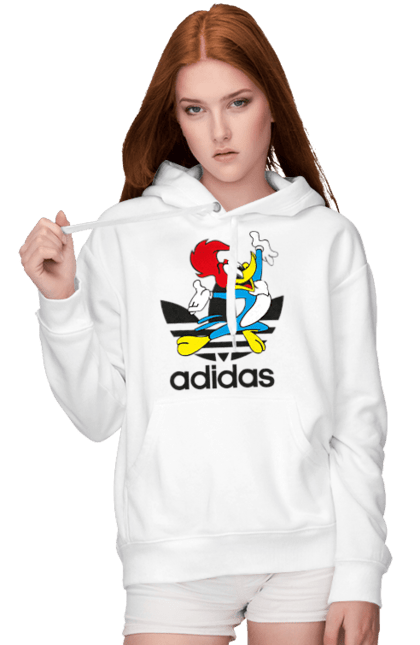 Жіноче худі з принтом "Adidas Вуді Вудпекер". Adidas, woody woodpecker, адідас, вуді, вуді вудпекер, дятел вуді, мультсеріал. 2070702