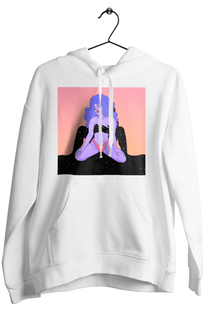 Women`s hoodie with prints Purple Girl In Panties. Alien, in panties. 2070702