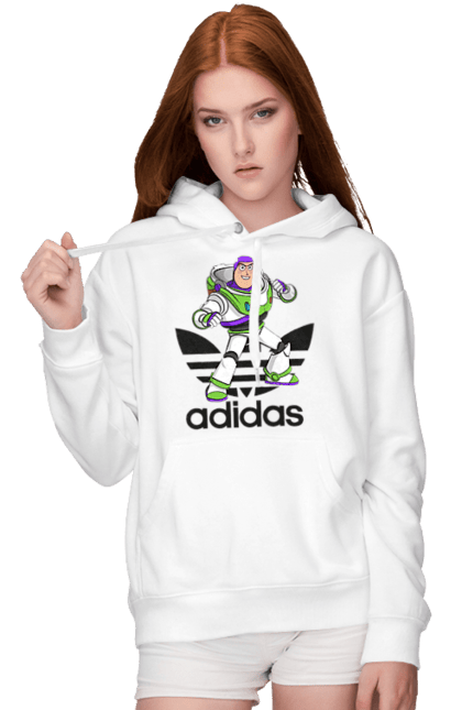 Women's hoodie with prints Adidas Buzz Lightyear. Adidas, buzz lightyear, cartoon, toy, toy story. 2070702