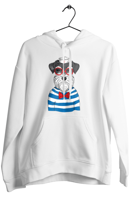 Жіноче худі з принтом "Собака моряк". Матроська, море, моряк, окуляри, собака. futbolka.stylus.ua