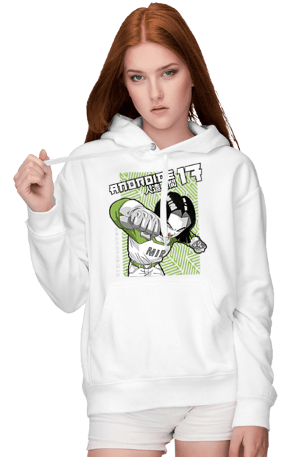 Women's hoodie with prints Android 17. Android 17, anime, cyborg, dragon ball, killer, manga, tv series. 2070702