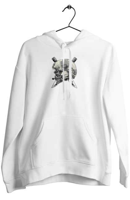 Жіноче худі з принтом "Череп пілота". Військовий, захисник, ніж, пілот, череп, шолом. 2070702