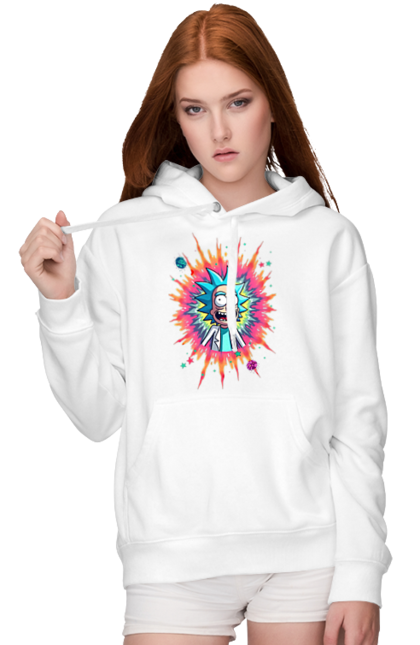 Women's hoodie with prints Rick and Morty. Adventures, black humor, cartoon, rick, rick and morty, sci-fi, tragicomedy. 2070702