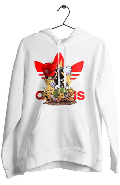 Жіноче худі з принтом "Adidas Маріо". Adidas, mario bros, nintendo, super mario bros, адідас, брати супер маріо, гра, маріо, персонаж. 2070702