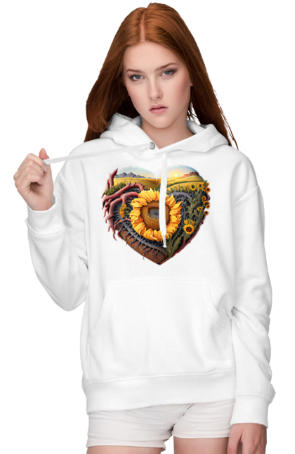 Жіноче худі з принтом "Символи України". Небо, поле, пшениця, символи україни, соняшник, україна. 2070702