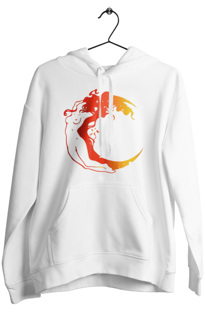 Women`s hoodie with prints Moon girl. Cosmic, girl, moon, space, stars. 2070702