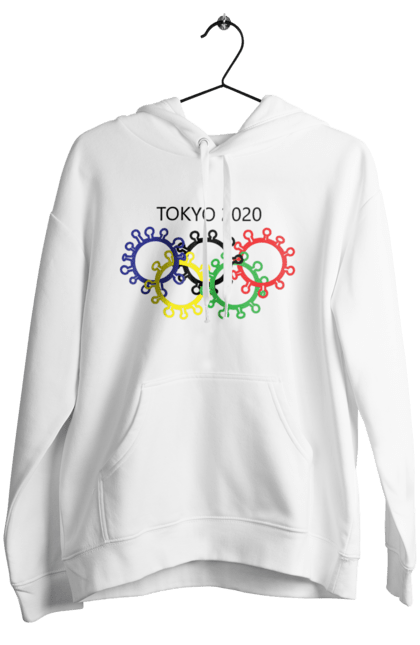 Жіноче худі з принтом "Олімпійські Ігри Токіо, Коронавірус". Коронавірус, олімпійські ігри, токіо. ART принт на футболках