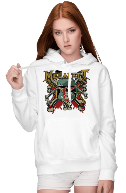 Women's hoodie with prints Megafett. Bob fett, boba fett, clone, head hunter, megadeth, megafett, star wars. 2070702