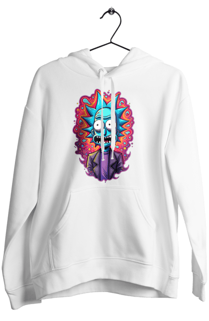 Women's hoodie with prints Rick and Morty. Adventures, black humor, cartoon, rick, rick and morty, sci-fi, tragicomedy. 2070702