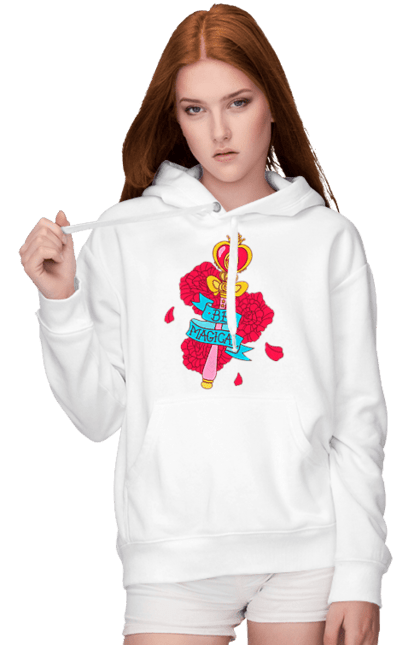 Women's hoodie with prints Be Magical. Anime, charm, flowers, magic, rose flower, sailor moon, tv series, wand. 2070702