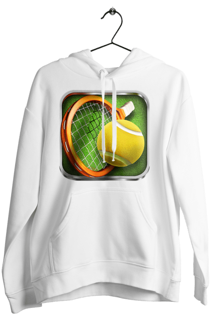 Жіноче худі з принтом "Теніс". Великий теніс, гравці, лондон, м`яч, призовий фонд, ракетка, спонсор, турнір на ґрунті, турнір на траві, турнірна сітка. 2070702