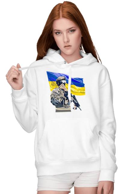 Жіноче худі з принтом "ЗСУ | Прапор". Війна, герб, збройні сили україни, зсу, патріотична, прапор україни, русский военный корабль, україна, українська символіка, флаг. 2070702