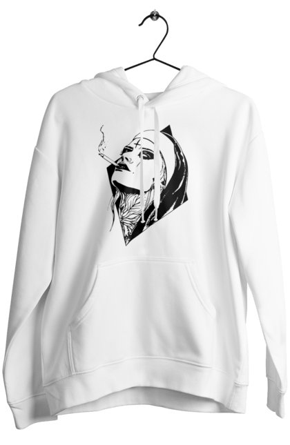 Жіноче худі з принтом "Монашка". Дівчина, круто, сигарети, тату. 2070702