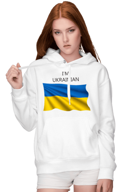 Жіноче худі з принтом "Я українець". Прапор україни, символ україни, україна, українець, я українець. 2070702