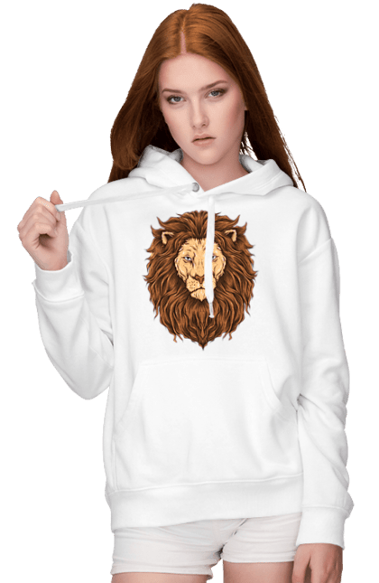 Жіноче худі з принтом "Цар звірів". Голова лева, джунглі, лев, тварини, цар звірів. futbolka.stylus.ua