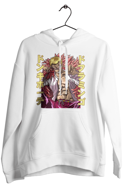 Women's hoodie with prints One Piece Donquixote Doflamingo. Anime, donquixote doflamingo, heavenly yaksha, manga, one piece, straw hat pirates. 2070702