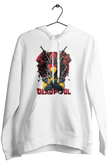 Women's hoodie with prints Deadpool & Wolverine. Action movie, comic, deadpool, fantasy, film, logan, marvel, mutant, superhero, x-men. 2070702