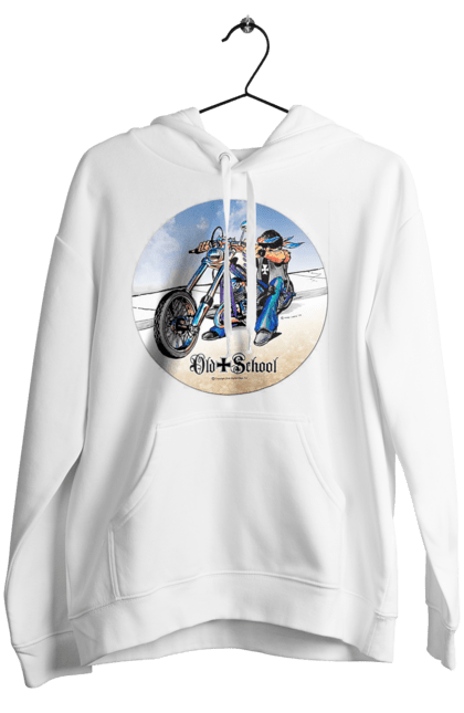 Women`s hoodie with prints Old school. Auto moto, motorcycle, music band, old hardening, performers, rock band. 2070702