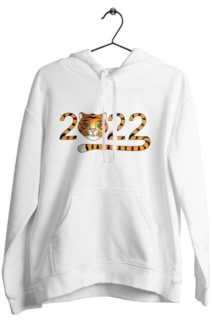 Жіноче худі з принтом "Новий рік тигра 2022". 2022, зима, новий рік, різдво, сніг, тигр. futbolka.stylus.ua