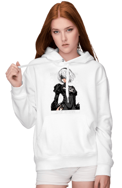 Women's hoodie with prints Nier: Automata 2B. Character, executioner, game, nier: automata, platinum games, video game, yorha. 2070702