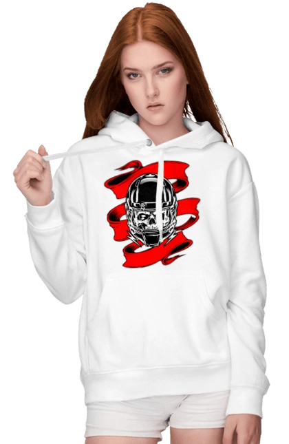 Skull in a motorcycle helmet