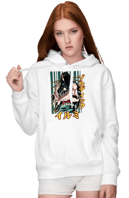 Women's hoodie with prints Hunter × Hunter Illumi Zoldyck. Anime, hunter, hunter × hunter, hunter hunter, illumi, illumi zoldyck, manga, zoldyck. 2070702