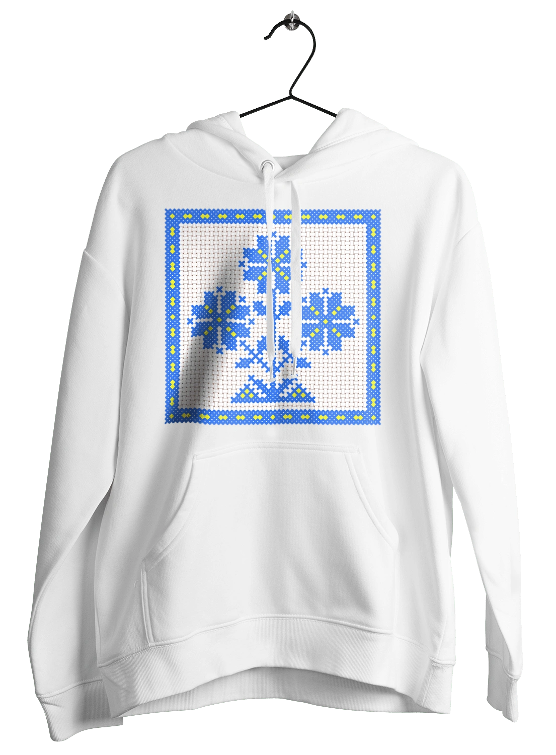 Жовто блакитна вишивка квіти