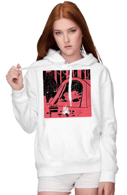 Women`s hoodie with prints 69 In The Tent. 69, bear, forest, sex, tent. 2070702