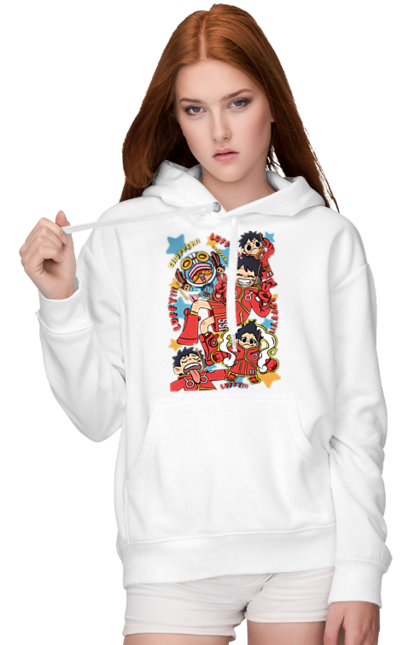 Women's hoodie with prints One Piece Luffy. Anime, luffy, manga, monkey de luffy, one piece, pirates. 2070702