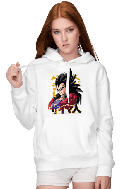 Women's hoodie with prints Dragon Ball Vegeta. Anime, dragon ball, goku, manga, tv series, vegeta. 2070702