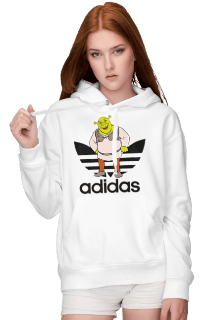 Жіноче худі з принтом "Adidas Шрек". Adidas, shrek, адідас, мульт, мультфільм, огр, шрек. 2070702