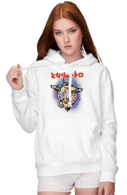 Women's hoodie with prints Totoro. Adventures, anime, comedy drama, fantasy, film, my neighbor totoro, tv series. 2070702