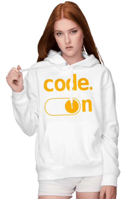 Women`s hoodie with prints Code on. Code, code on, developer, git hub, it specialist, java, javascript, php, programmer, python. 2070702