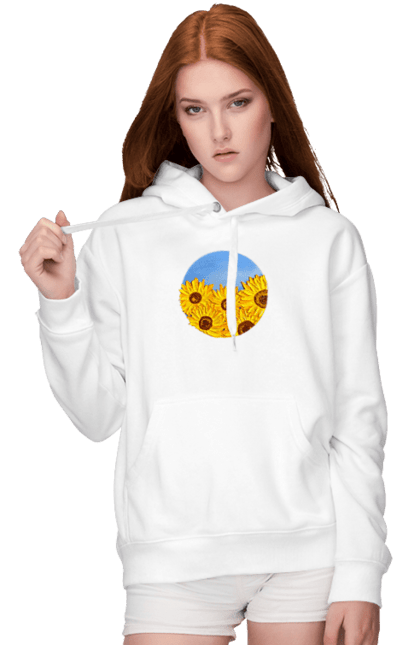Жіноче худі з принтом "Соняшники". Війна, квіти, прапор, соняшники, україна. CustomPrint.market