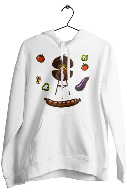 Women`s hoodie with prints Barbecue Sausage. Barbecue, fry, grill, sausage. 2070702