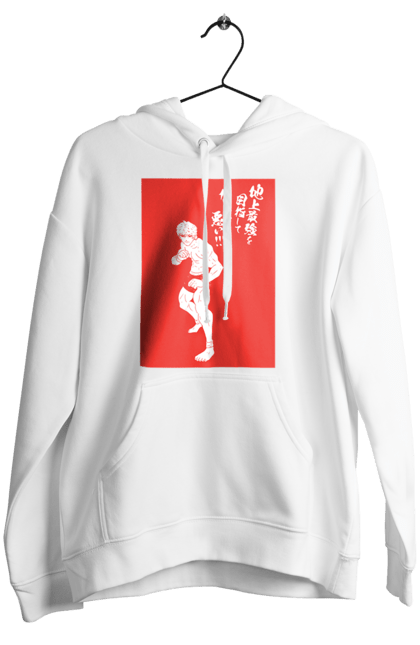 Women's hoodie with prints Hanma Baki. Anime, baki fighter, hanma baki, manga, martial arts, tv series. 2070702